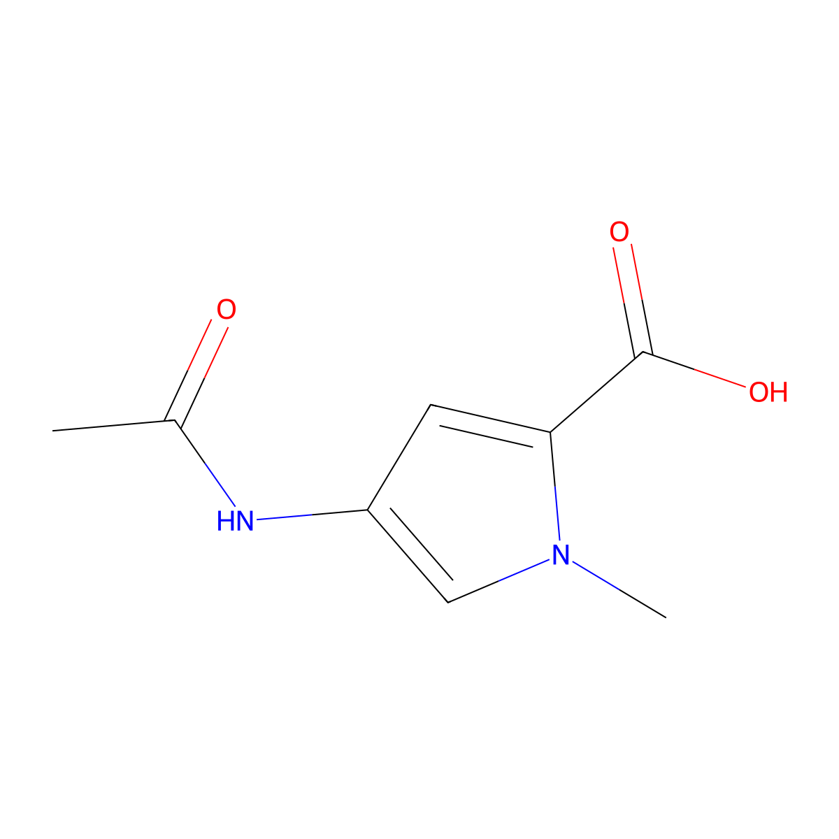 4-acetamido-1-methyl-1H-pyrrole-2-carboxylic acid molecular structure, CAS 100377-62-6