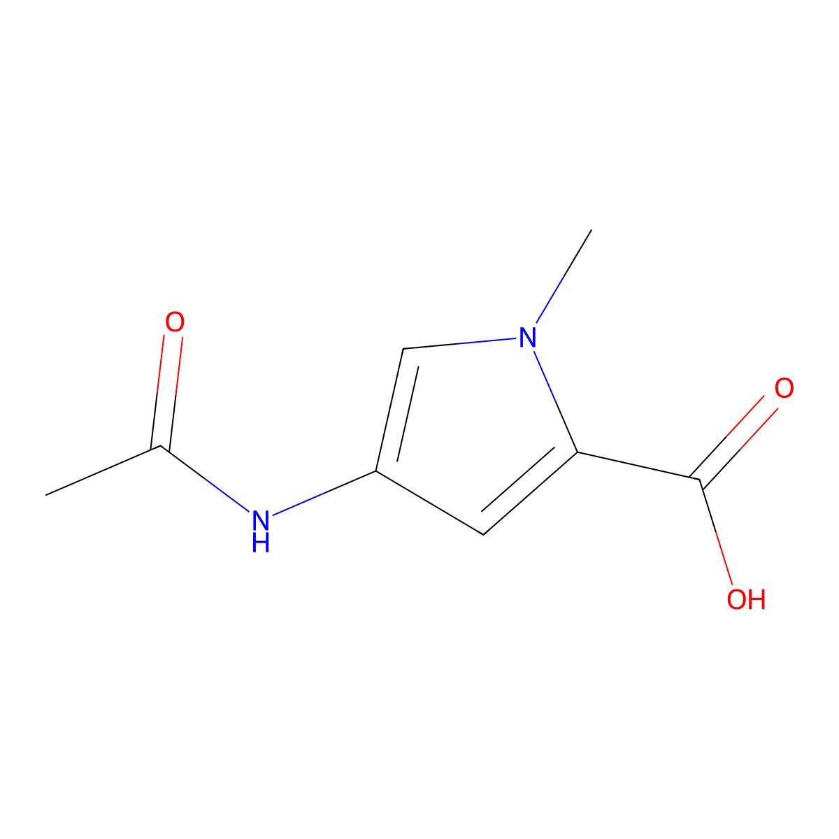 4-acetamido-1-methyl-1H-pyrrole-2-carboxylic acid molecular structure, CAS 100377-62-6