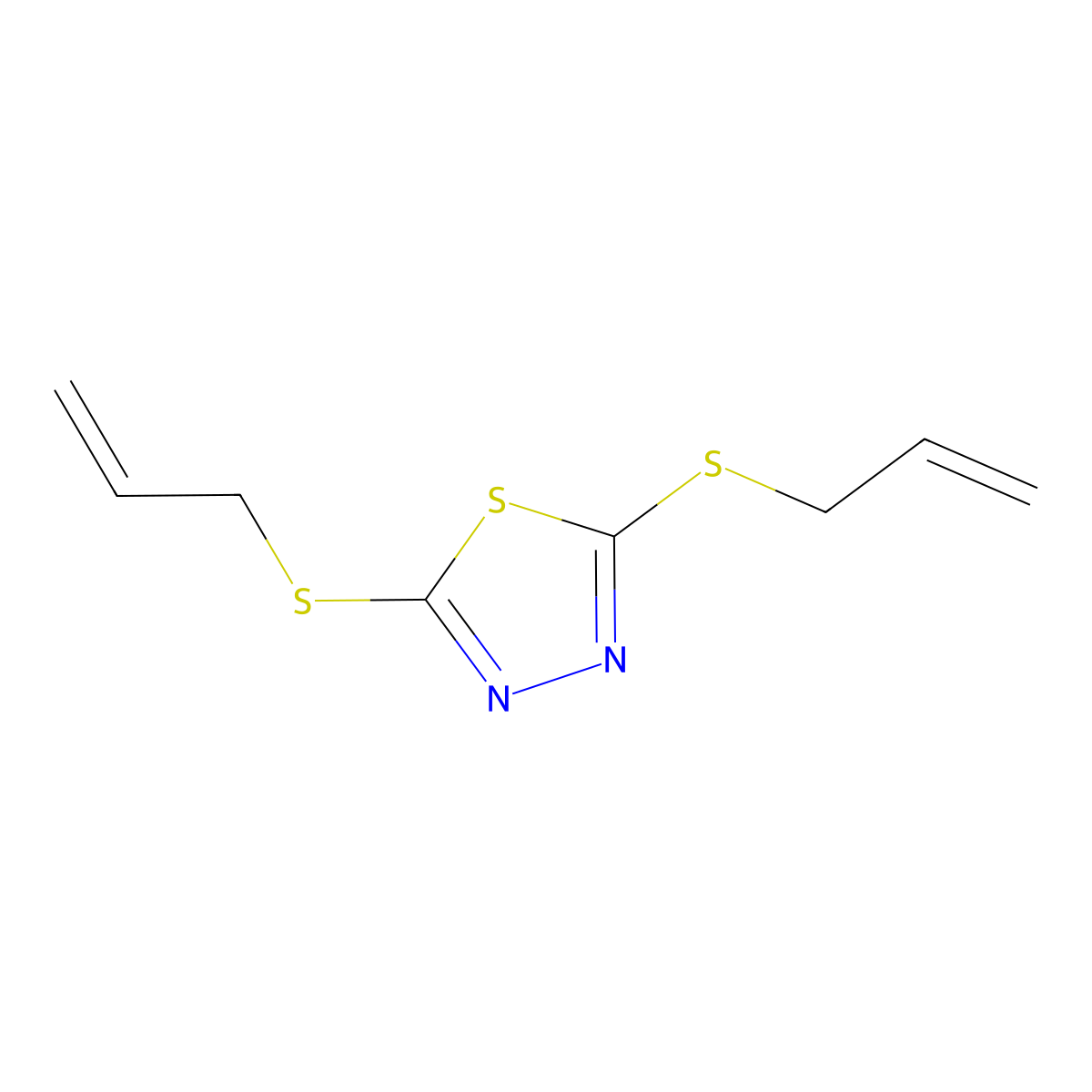 Bis(prop-2-en-1-ylsulfanyl)-1,3,4-thiadiazole molecular structure, CAS 100377-90-0