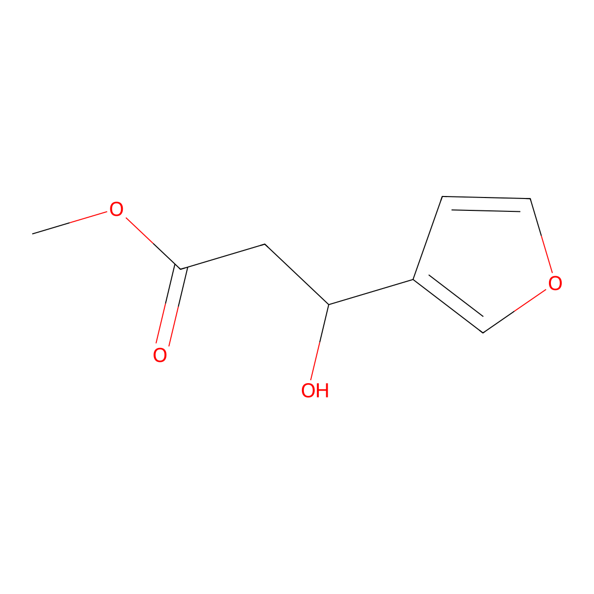 Methyl 3-(furan-3-yl)-3-hydroxypropanoate molecular structure, CAS 100378-78-7