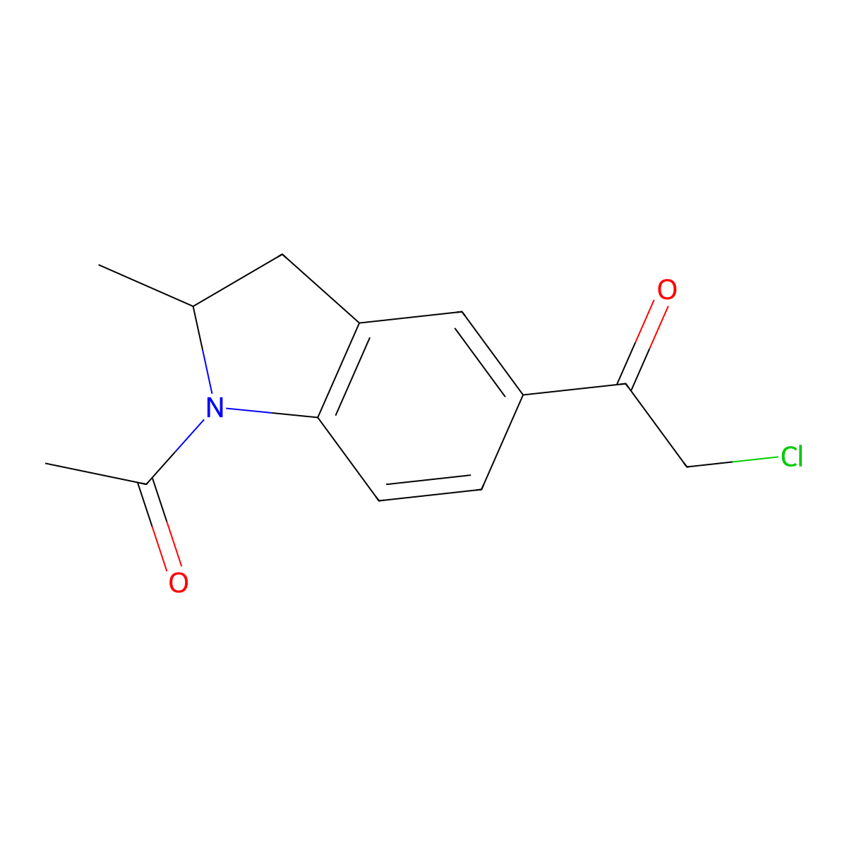 1-(1-acetyl-2-methyl-2,3-dihydro-1H-indol-5-yl)-2-chloroethan-1-one molecular structure, CAS 100380-73-2