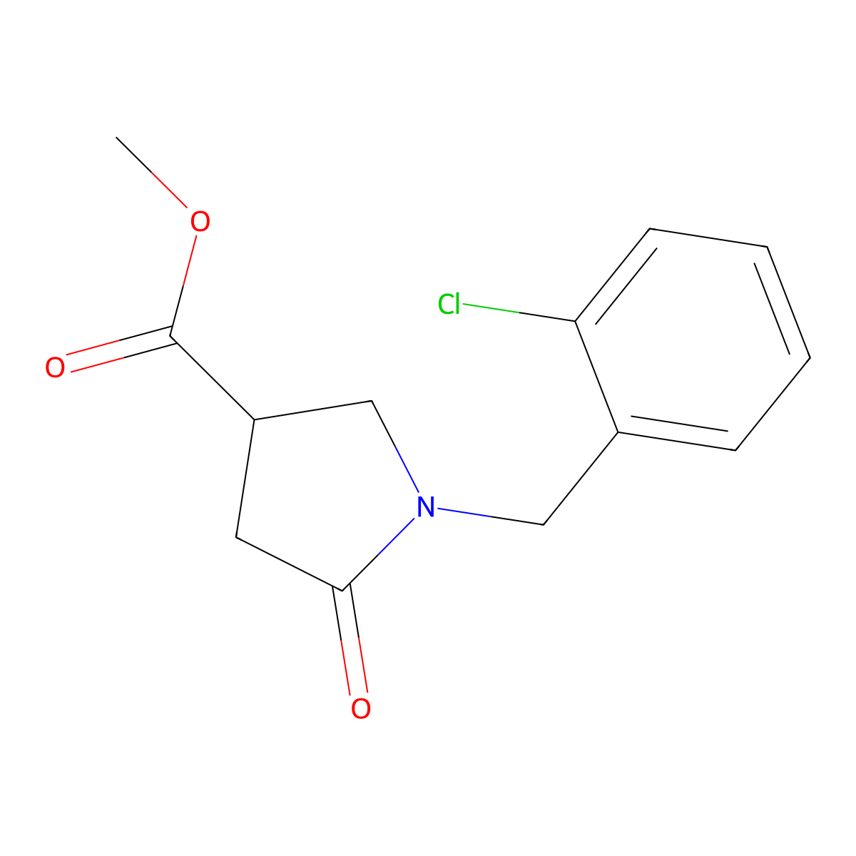 Methyl 1-[(2-chlorophenyl)methyl]-5-oxopyrrolidine-3-carboxylate molecular structure, CAS 100380-82-3