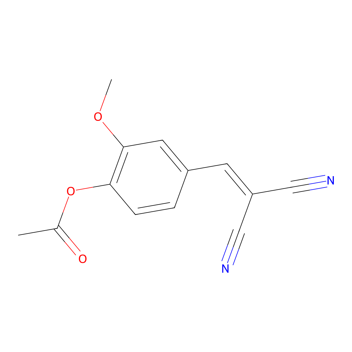 4-(2,2-Dicyanovinyl)-2-methoxyphenyl acetate molecular structure, CAS 100382-13-6