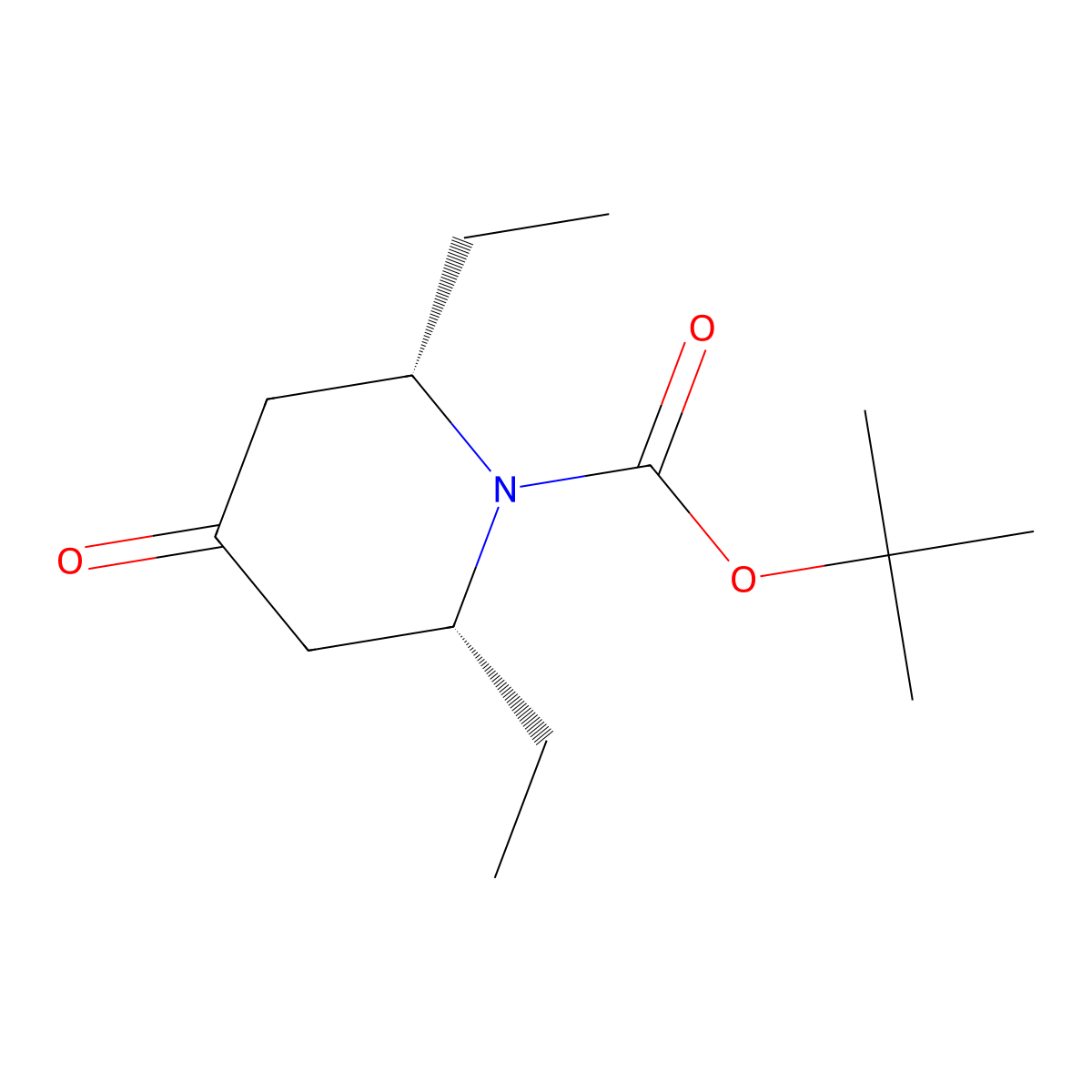 (2R,6S)-rel-tert-Butyl 2,6-diethyl-4-oxopiperidine-1-carboxylate molecular structure, CAS 1003843-30-8