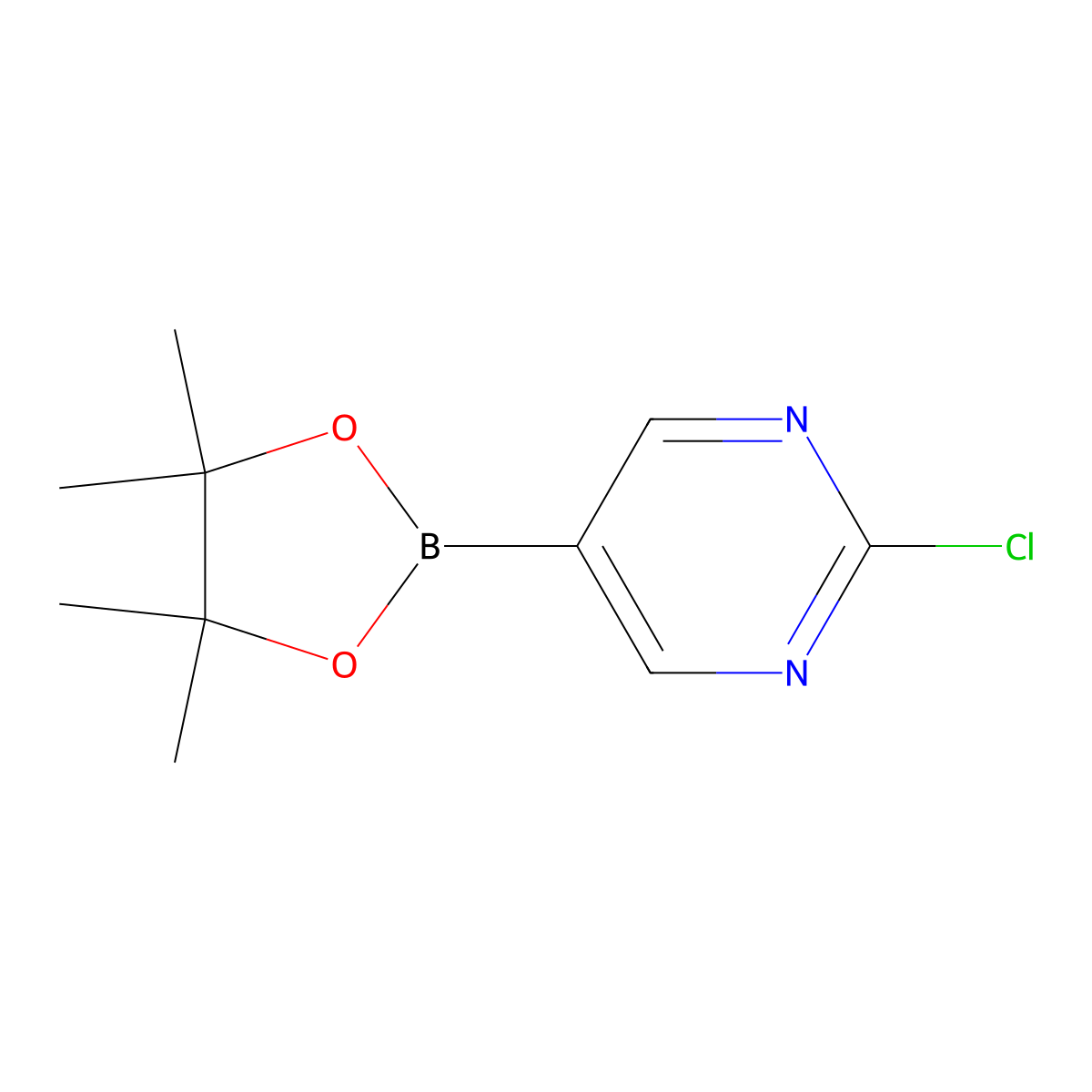 2-Chloro-5-(4,4,5,5-tetramethyl-1,3,2-dioxaborolan-2-yl)pyrimidine molecular structure, CAS 1003845-08-6