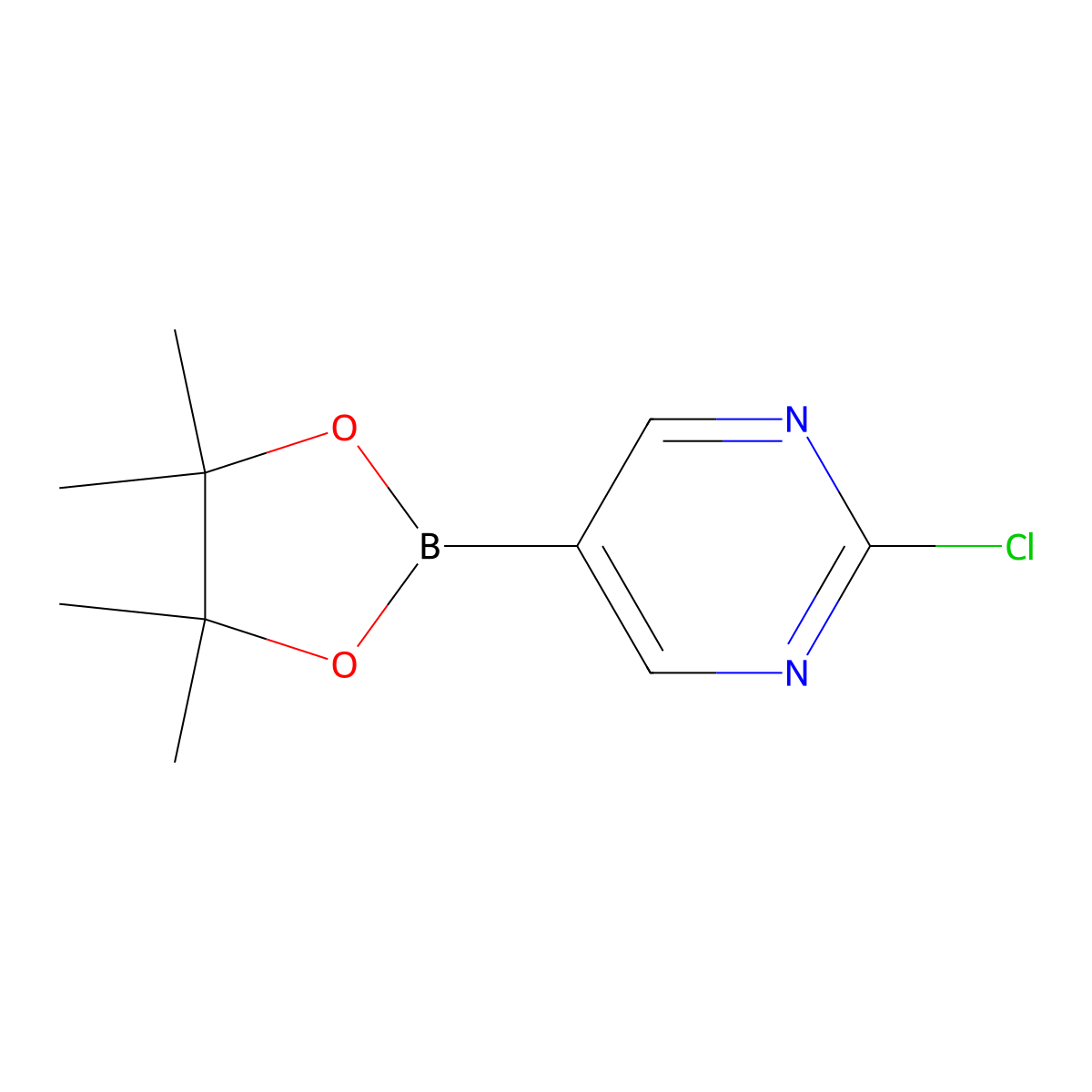 2-Chloro-5-(4,4,5,5-tetramethyl-1,3,2-dioxaborolan-2-yl)pyrimidine molecular structure, CAS 1003845-08-6