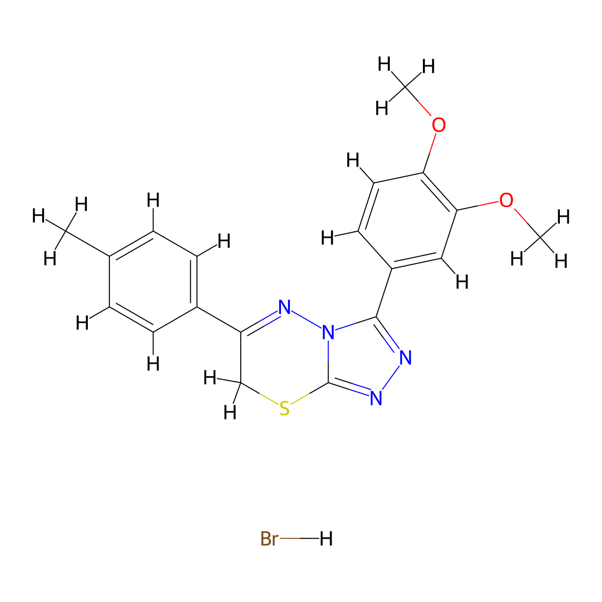 3-(3,4-dimethoxyphenyl)-6-(p-tolyl)-7H-[1,2,4]triazolo[3,4-b][1,3,4]thiadiazine hydrobromide molecular structure, CAS 1003848-73-4