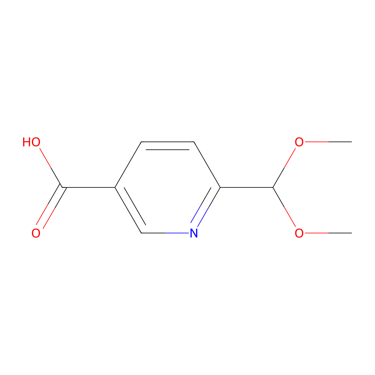6-(Dimethoxymethyl)pyridine-3-carboxylic acid molecular structure, CAS 1003856-18-5