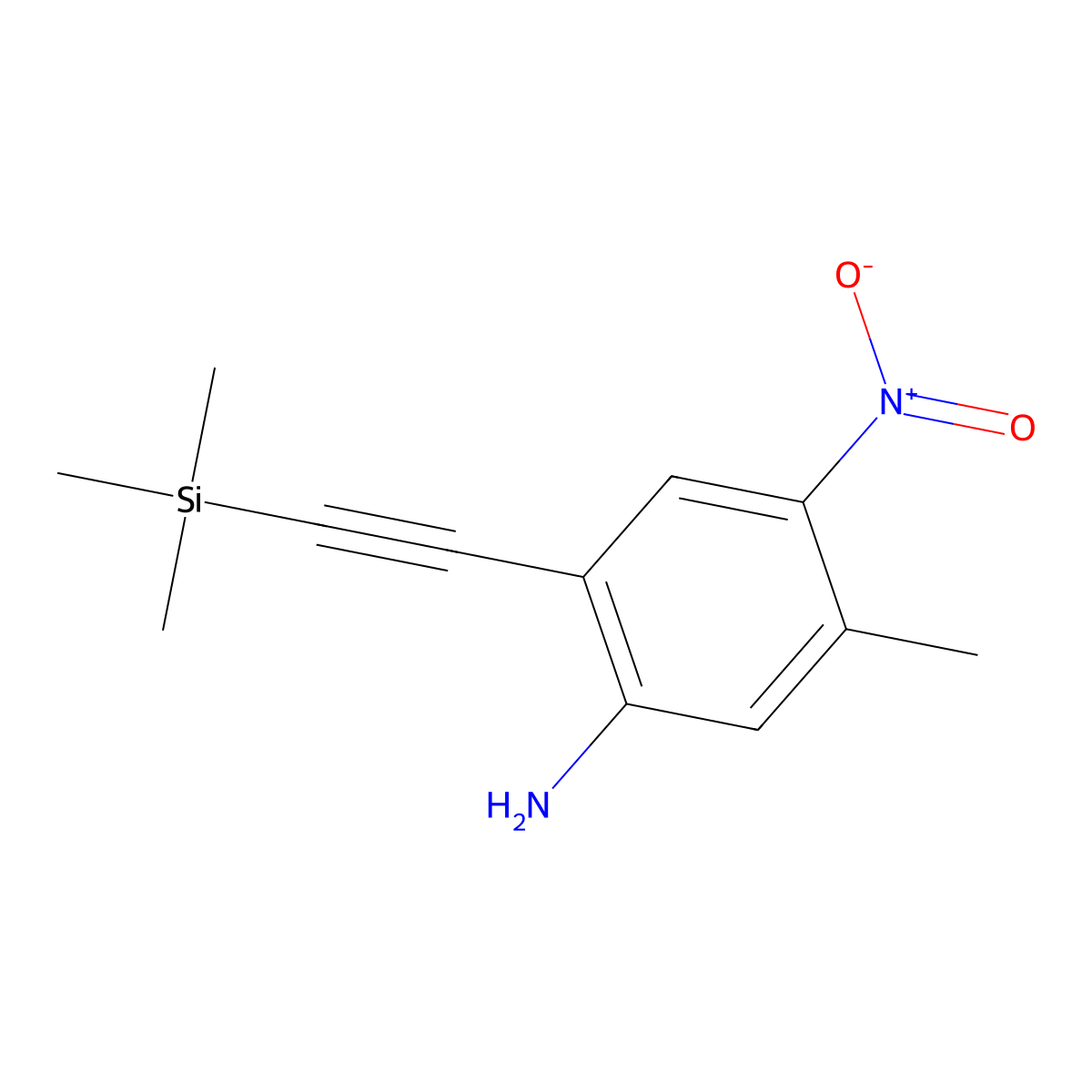 Benzenamine, 5-methyl-4-nitro-2-[2-(trimethylsilyl)ethynyl]- molecular structure, CAS 1003858-63-6