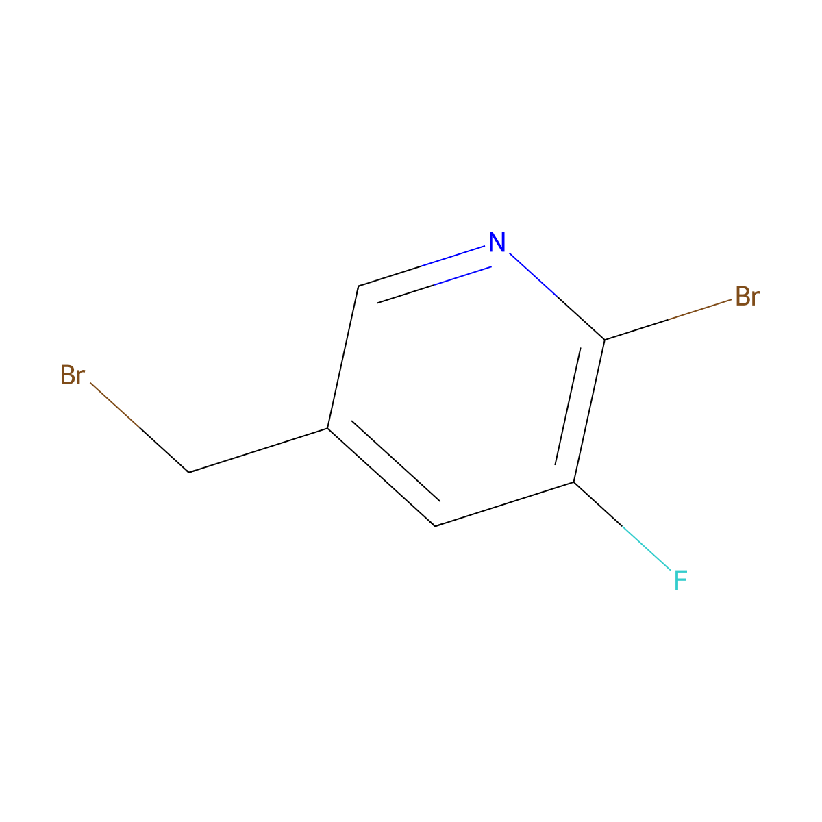 Pyridine, 2-bromo-5-(bromomethyl)-3-fluoro- molecular structure, CAS 1003859-13-9