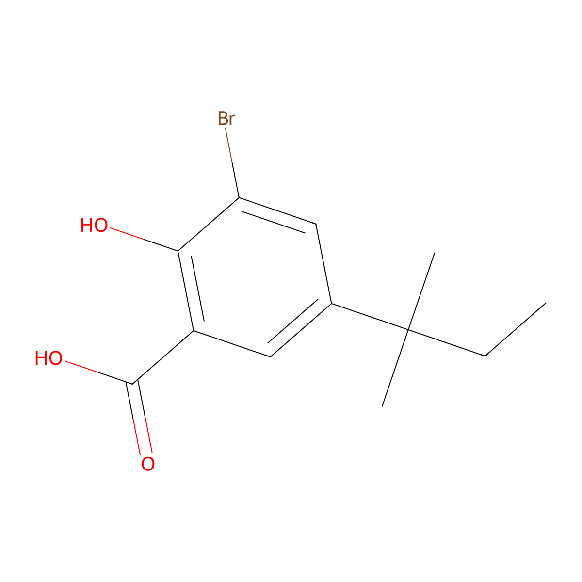 3-Bromo-5-(1,1-dimethylpropyl)-2-hydroxybenzoic acid molecular structure, CAS 100388-16-7