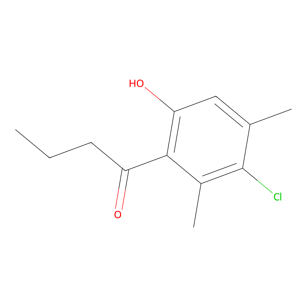 1-(3-Chloro-6-hydroxy-2,4-dimethylphenyl)butan-1-one molecular structure, CAS 100388-73-6