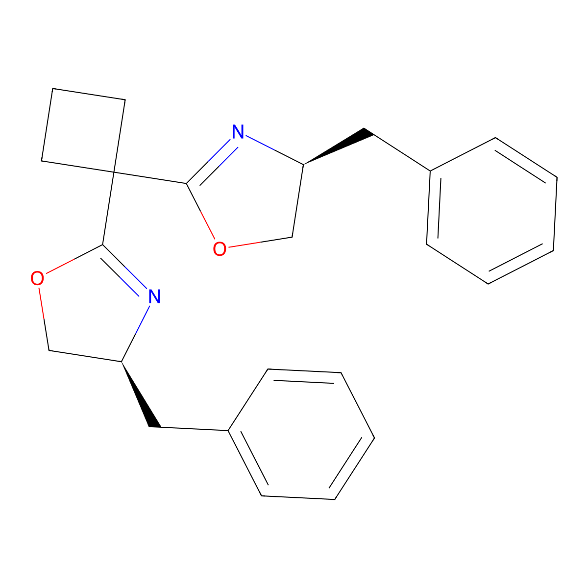 (4S,4'S)-2,2'-(Cyclobutane-1,1-diyl)bis(4-benzyl-4,5-dihydrooxazole) molecular structure, CAS 1003886-03-0