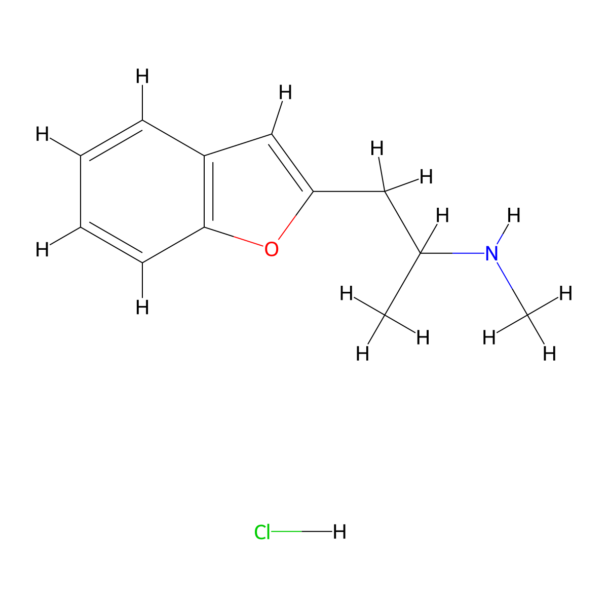2-(2-(Methylamino)propyl)benzofuran hydrochloride molecular structure, CAS 100389-74-0