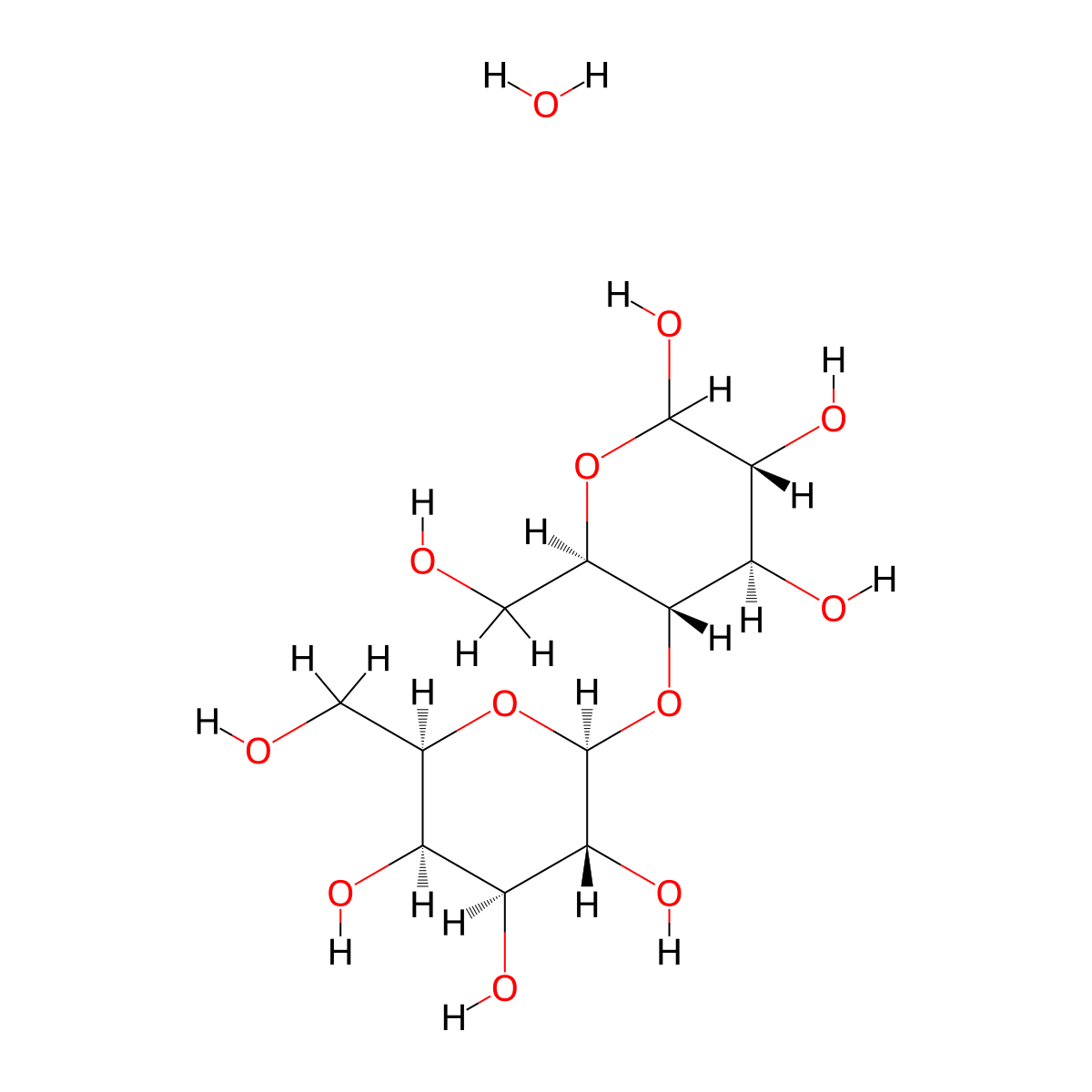 Lactose, monohydrate molecular structure, CAS 10039-26-6