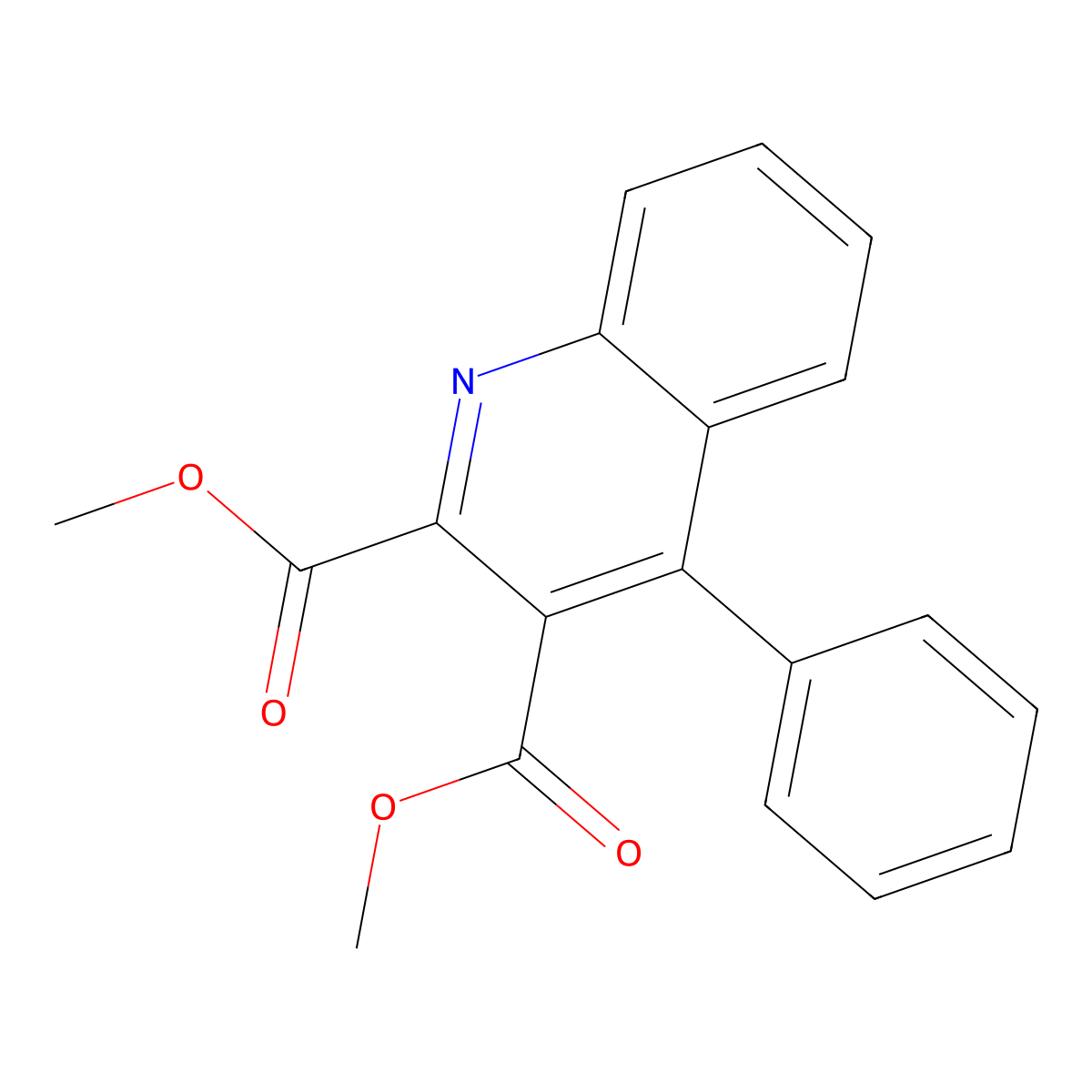 Dimethyl 4-phenylquinoline-2,3-dicarboxylate molecular structure, CAS 10039-67-5