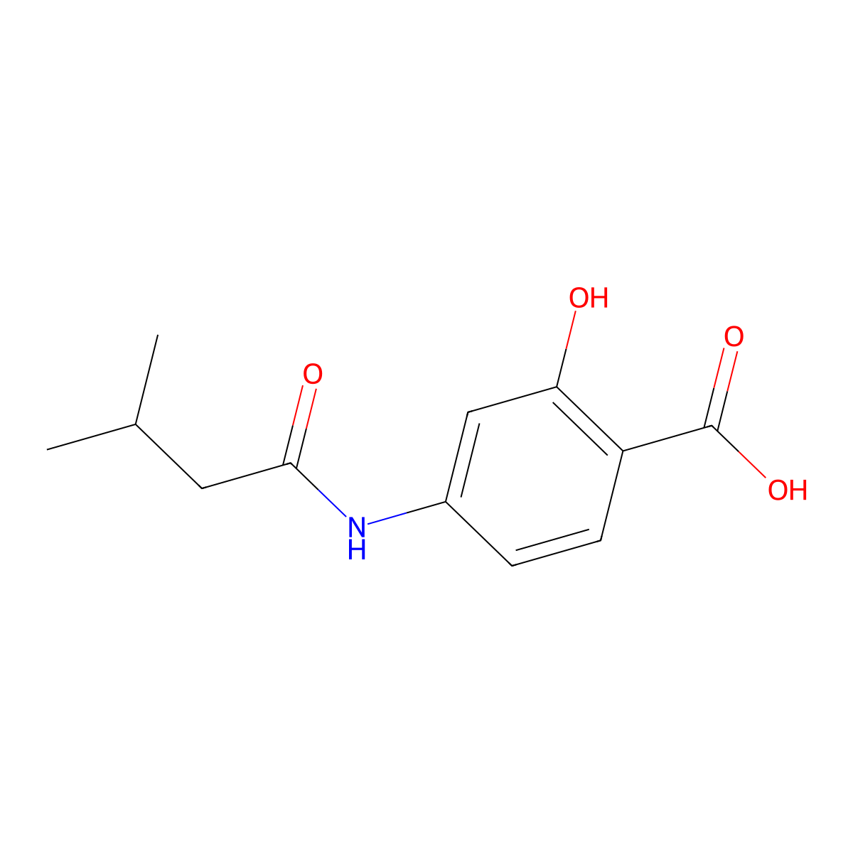 2-Hydroxy-4-(3-methylbutanamido)benzoic acid molecular structure, CAS 100391-79-5
