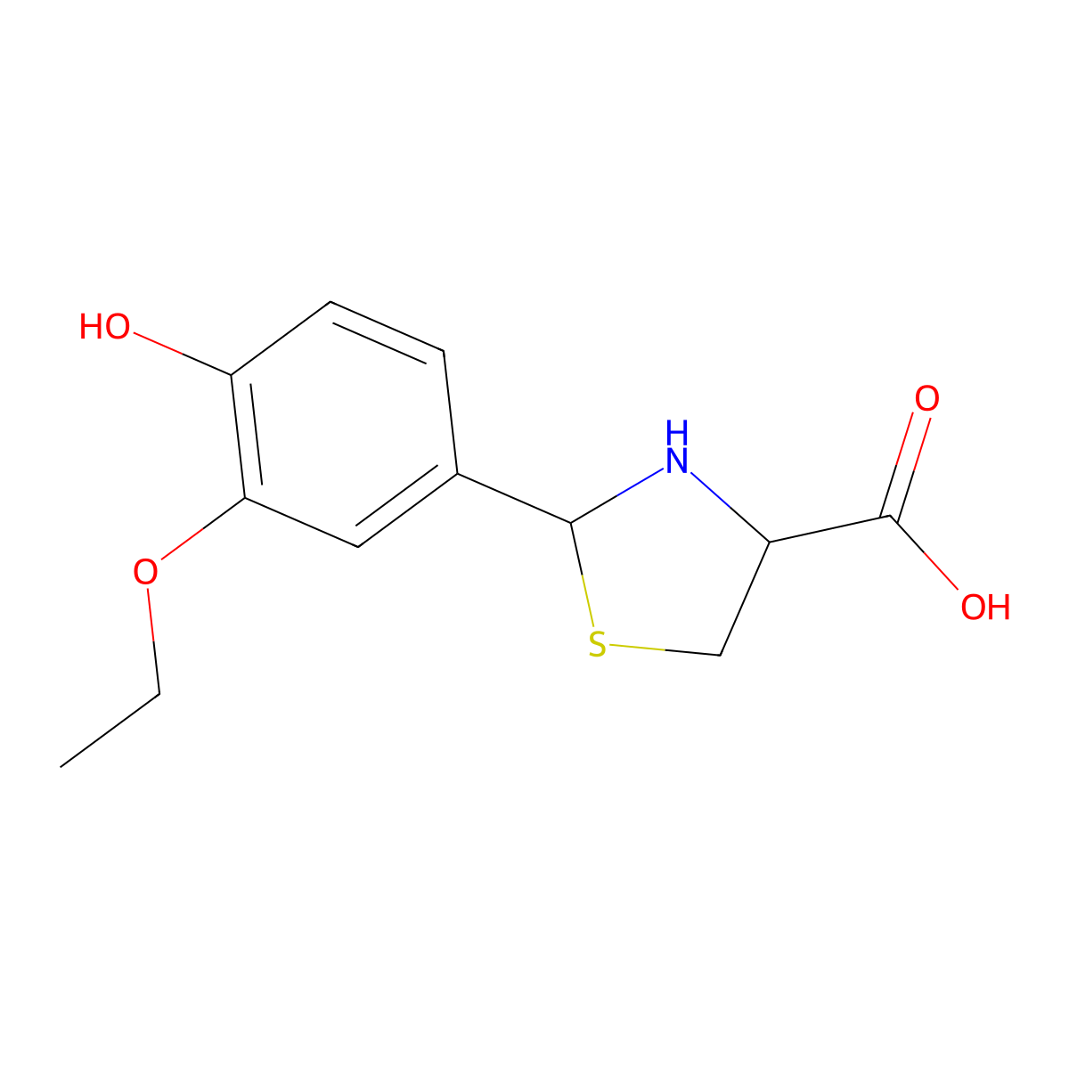 2-(3-Ethoxy-4-hydroxyphenyl)-1,3-thiazolidine-4-carboxylic acid molecular structure, CAS 100392-00-5