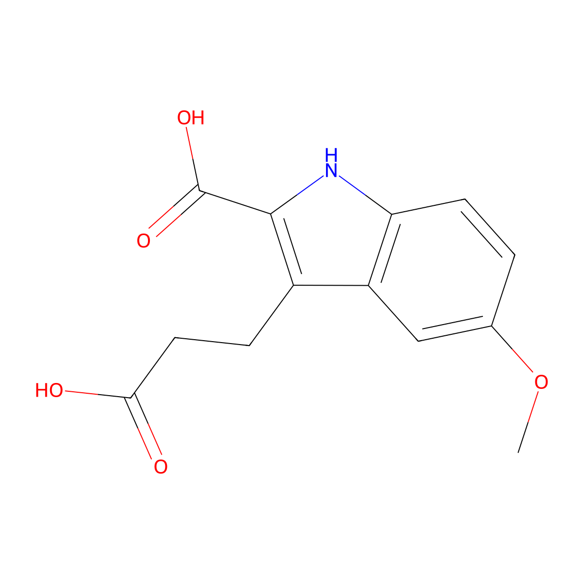 3-(2-carboxyethyl)-5-methoxy-1H-indole-2-carboxylic acid molecular structure, CAS 100394-23-8