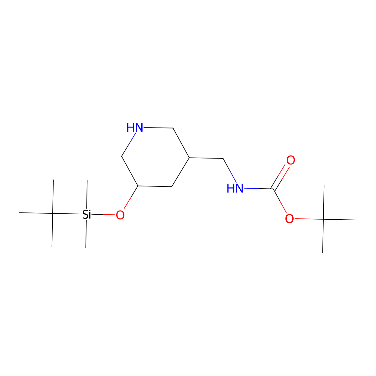tert-Butyl N-{[(3R,5S)-5-[(tert-butyldimethylsilyl)oxy]piperidin-3-yl]methyl}carbamate molecular structure, CAS 1003946-15-3