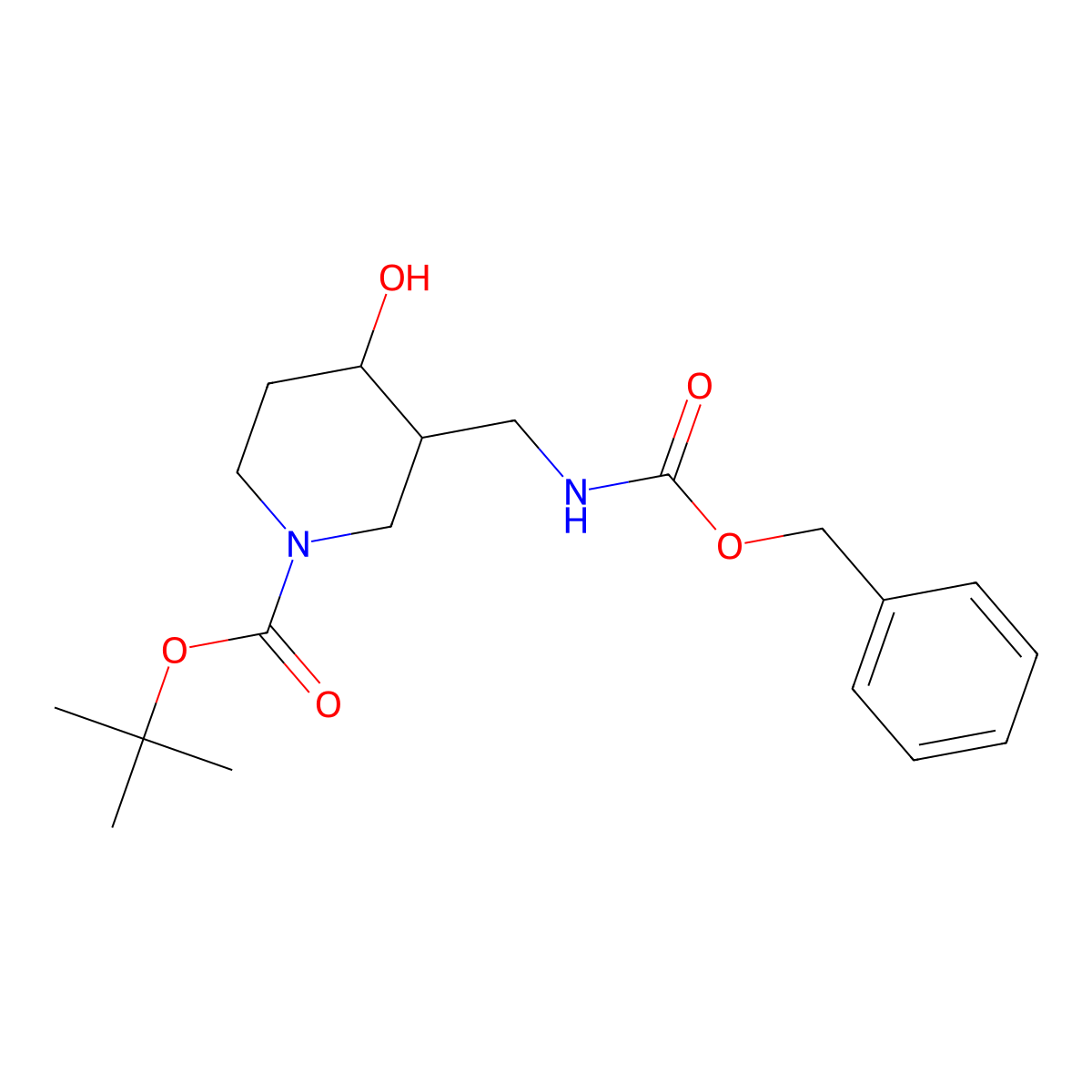Tert-butyl 3-(benzyloxycarbonylaminomethyl)-4-hydroxy-piperidine-1-carboxylate molecular structure, CAS 1003946-22-2
