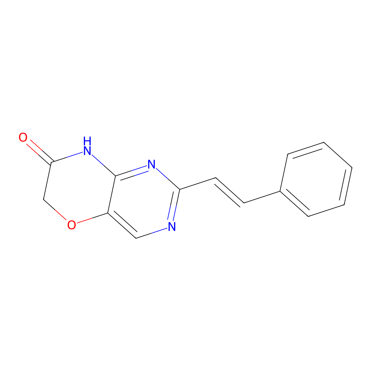 2-[(E)-2-Phenylethenyl]-1H-pyrimido[5,4-b][1,4]oxazin-7(6H)-one molecular structure, CAS 1003946-53-9