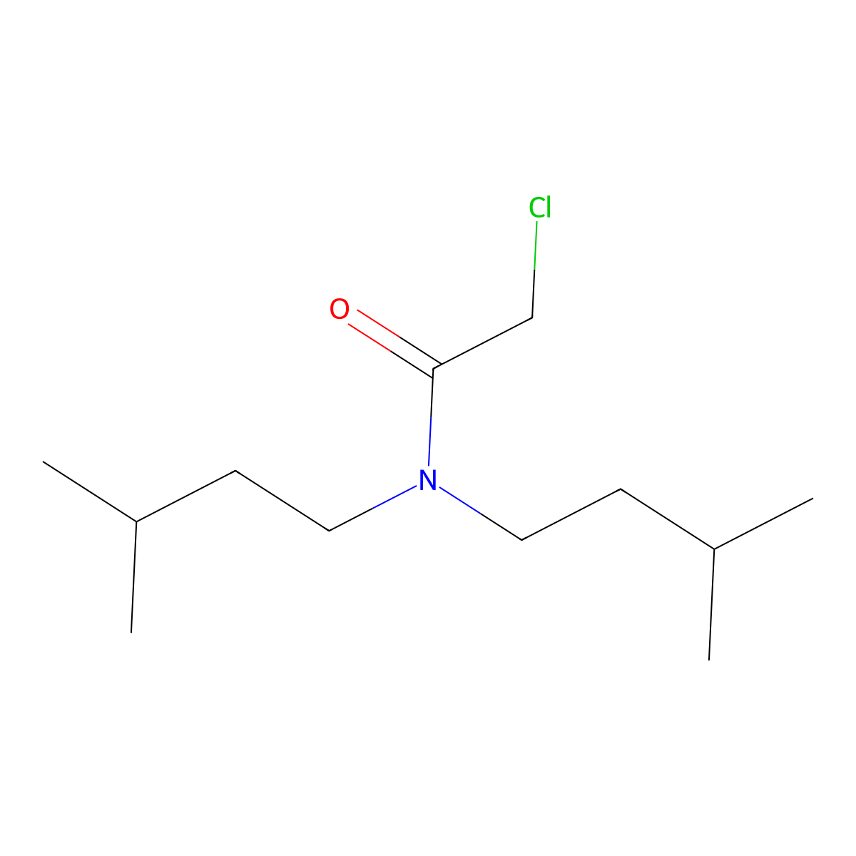 2-chloro-N,N-bis(3-methylbutyl)acetamide molecular structure, CAS 100395-94-6