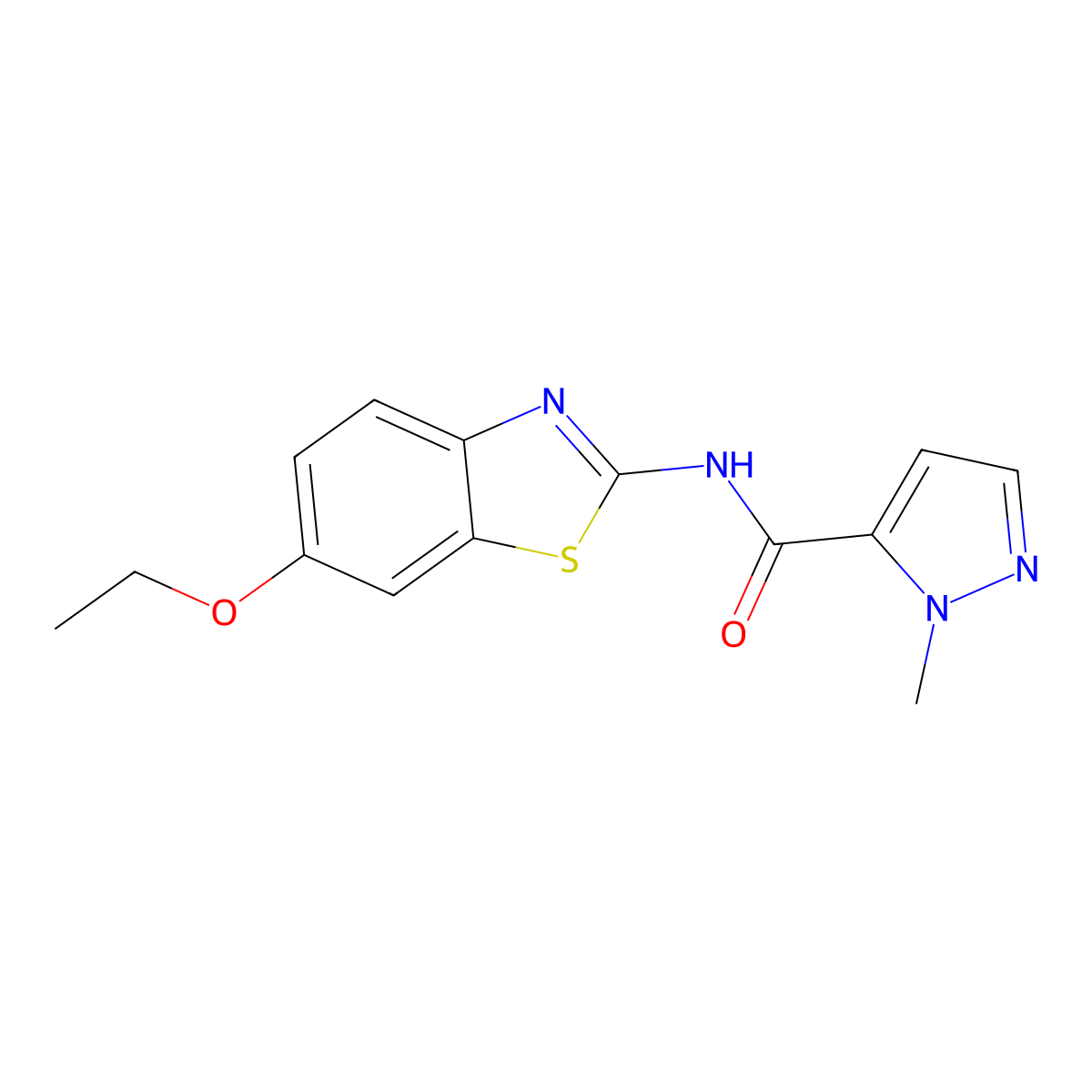 N-(6-ethoxy-1,3-benzothiazol-2-yl)-1-methyl-1H-pyrazole-5-carboxamide molecular structure, CAS 1003987-71-0