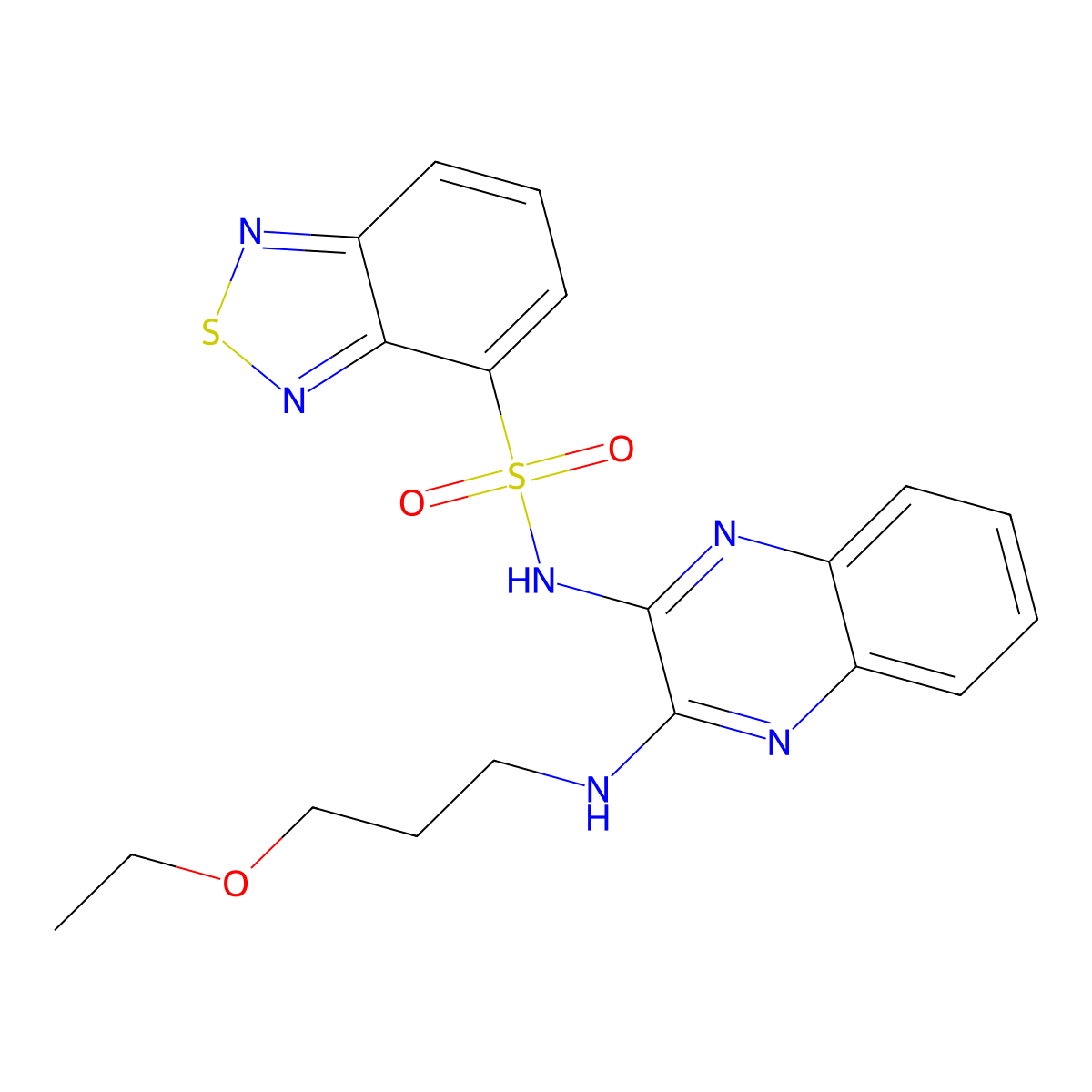 N-(3-((3-ethoxypropyl)amino)quinoxalin-2-yl)benzo[c][1,2,5]thiadiazole-4-sulfonamide molecular structure, CAS 1003988-00-8