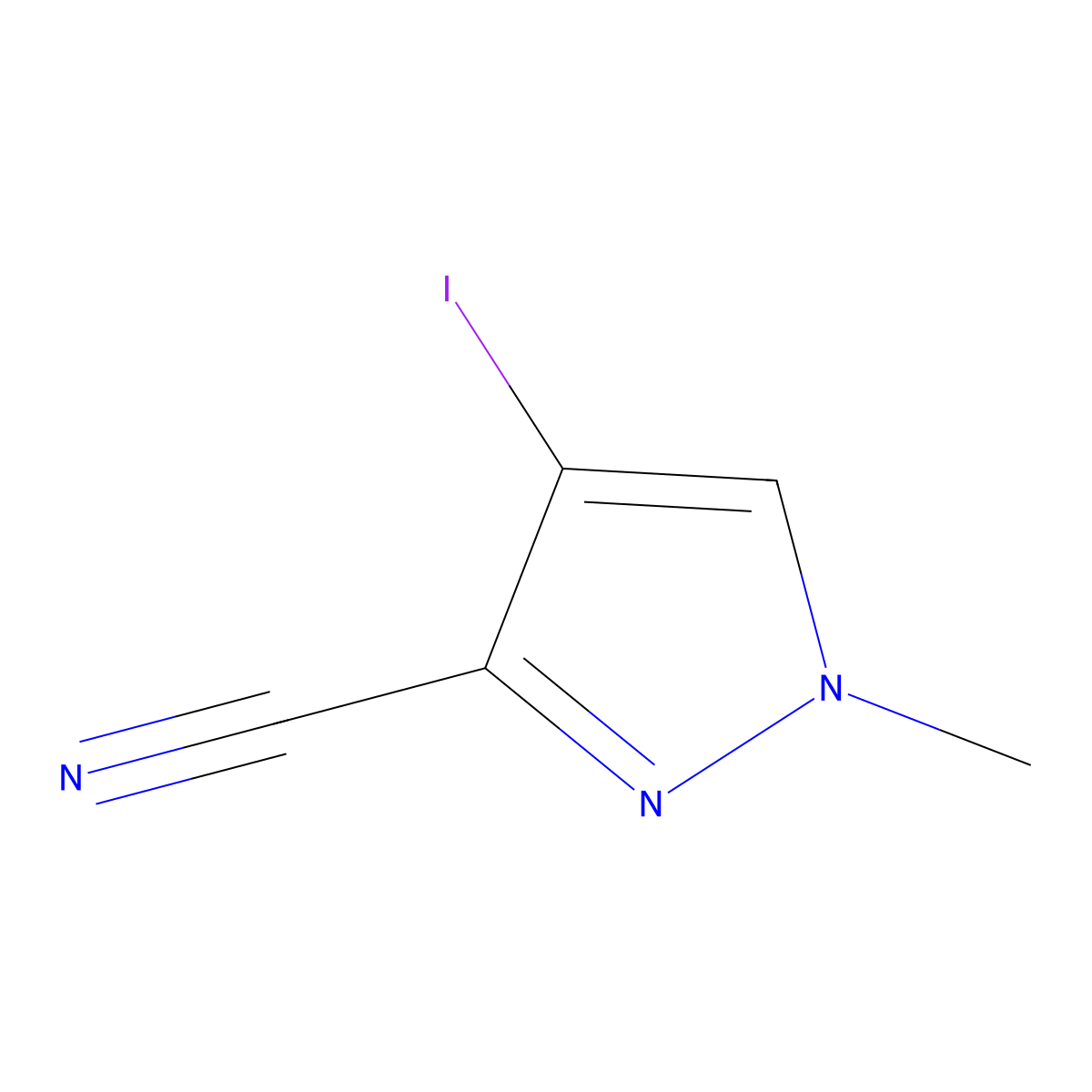 4-iodo-1-methyl-1H-pyrazole-3-carbonitrile molecular structure, CAS 1003988-53-1
