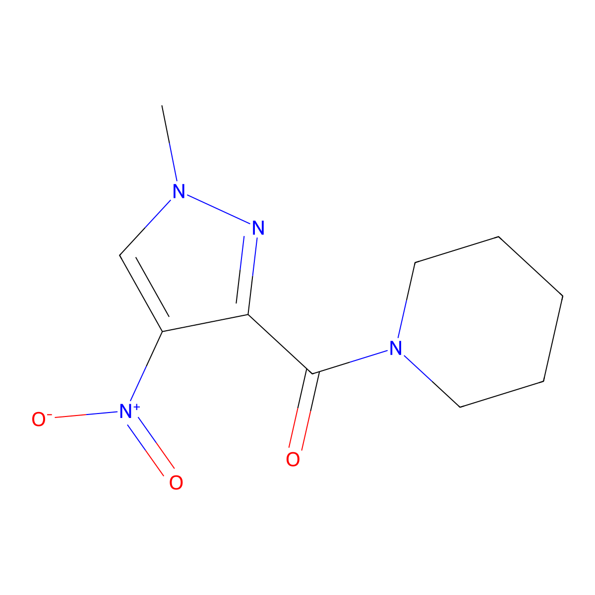 1-Methyl-4-nitropyrazol-3-yl piperidyl ketone molecular structure, CAS 1003988-57-5