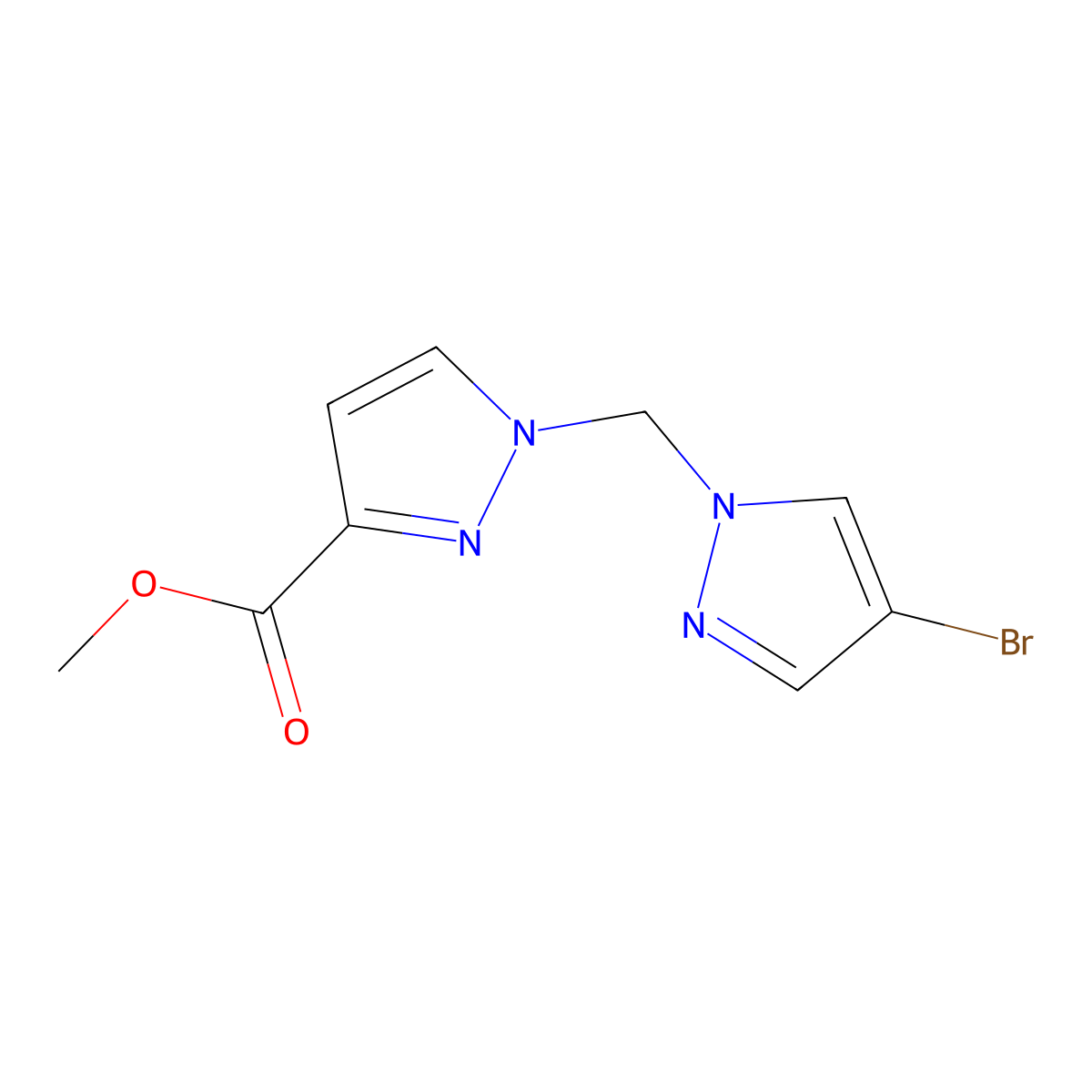 Methyl 1-((4-bromo-1H-pyrazol-1-yl)methyl)-1H-pyrazole-3-carboxylate molecular structure, CAS 1003988-72-4