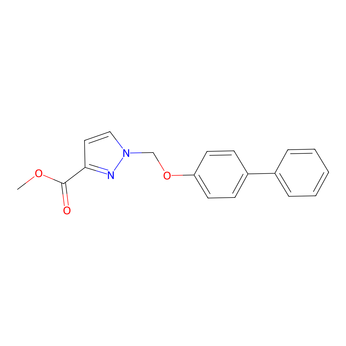 Methyl 1-(([1,1'-biphenyl]-4-yloxy)methyl)-1H-pyrazole-3-carboxylate molecular structure, CAS 1003988-82-6