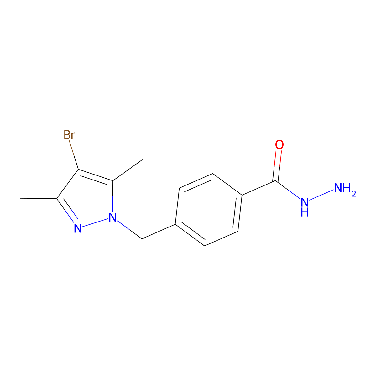 4-[(4-bromo-3,5-dimethyl-1H-pyrazol-1-yl)methyl]benzohydrazide molecular structure, CAS 1003989-04-5