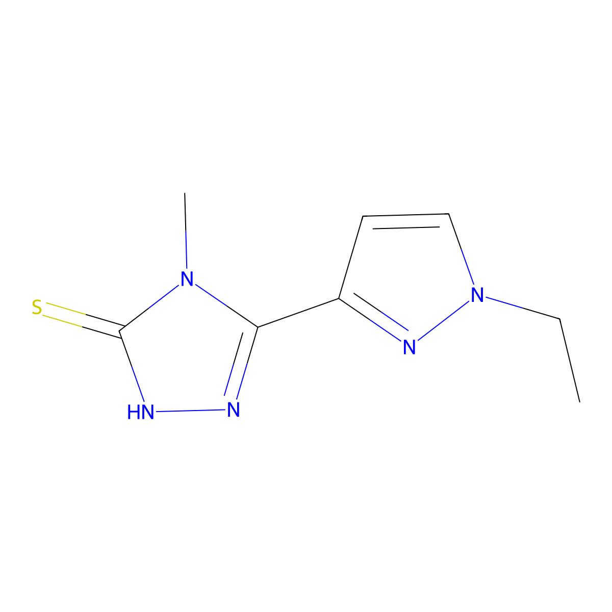5-(1-ethyl-1H-pyrazol-3-yl)-4-methyl-4H-1,2,4-triazole-3-thiol molecular structure, CAS 1003993-36-9