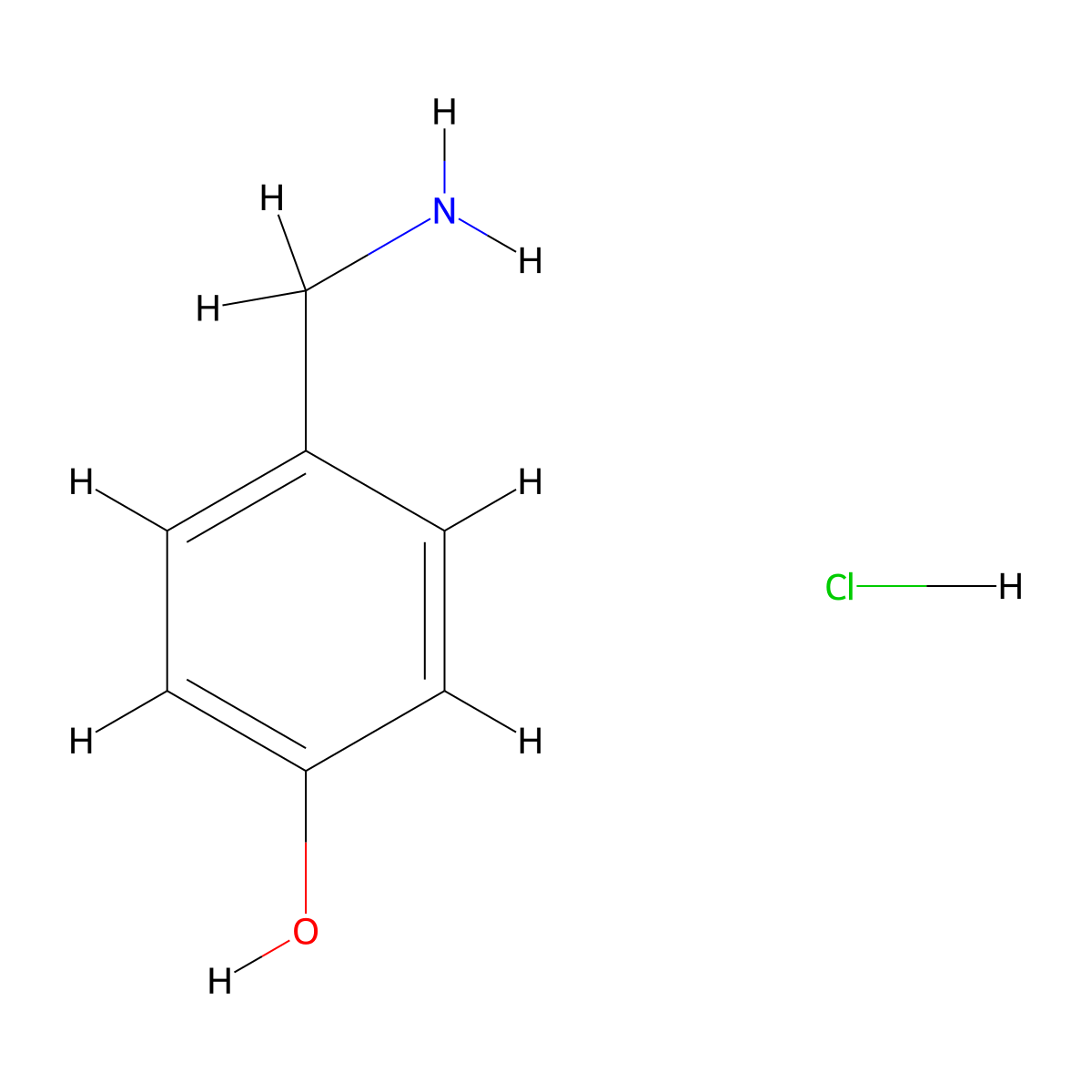 4-Hydroxybenzylamine hydrochloride molecular structure, CAS 1004-23-5