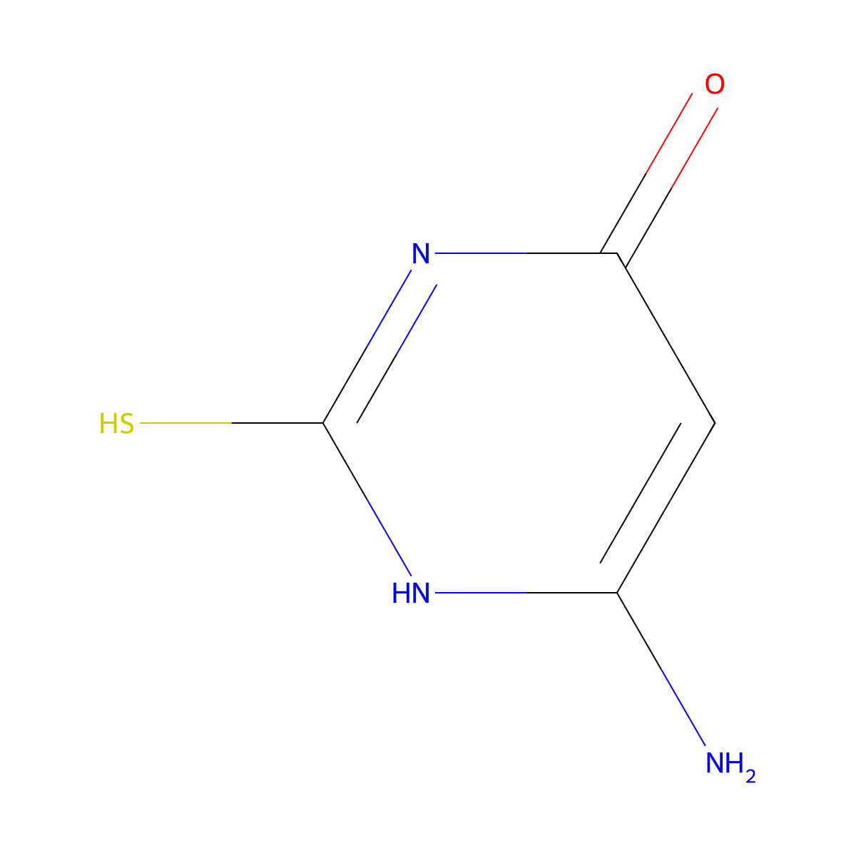 6-amino-2-sulfanyl-1H-pyrimidin-4-one molecular structure, CAS 1004-40-6