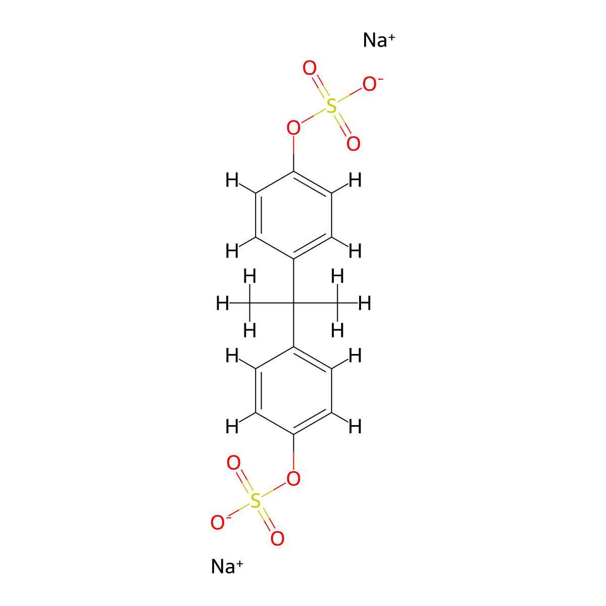 Disodium (propane-2,2-diyl)di(4,1-phenylene) disulfate molecular structure, CAS 10040-44-5