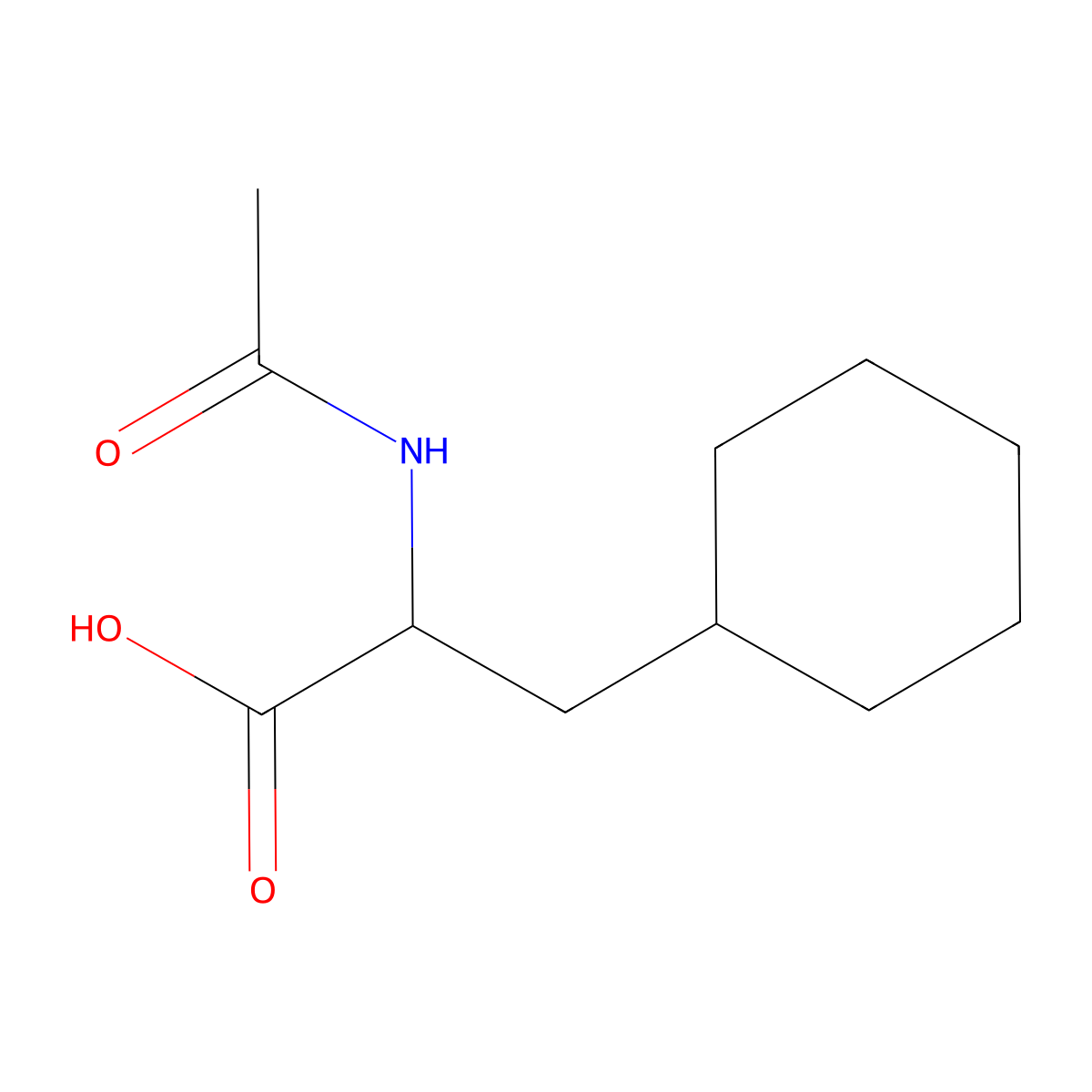 3-Cyclohexyl-2-acetamidopropanoic acid molecular structure, CAS 100400-96-2
