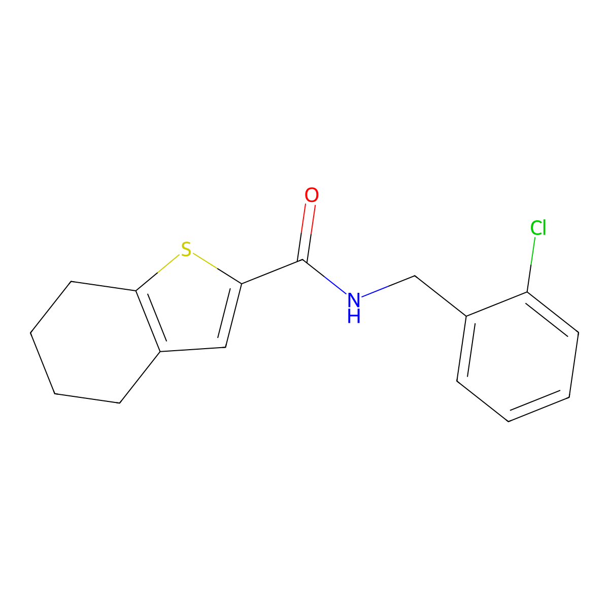 N-[(2-chlorophenyl)methyl]-4,5,6,7-tetrahydro-1-benzothiophene-2-carboxamide molecular structure, CAS 1004017-27-9