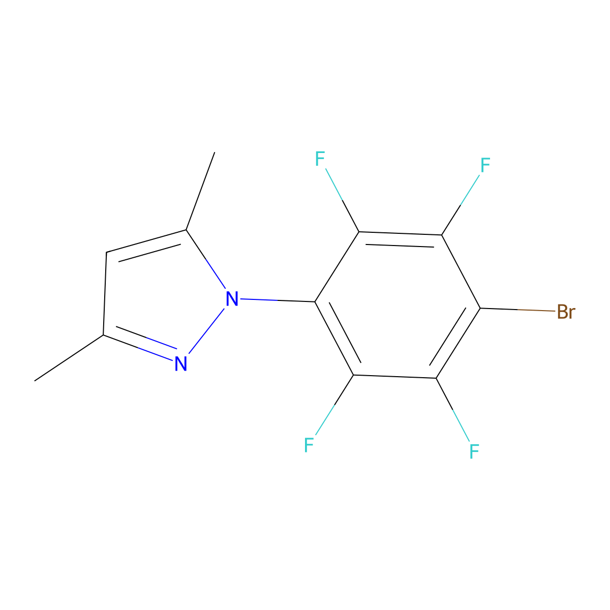 1-(4-bromo-2,3,5,6-tetrafluorophenyl)-3,5-dimethyl-1H-pyrazole molecular structure, CAS 1004018-33-0