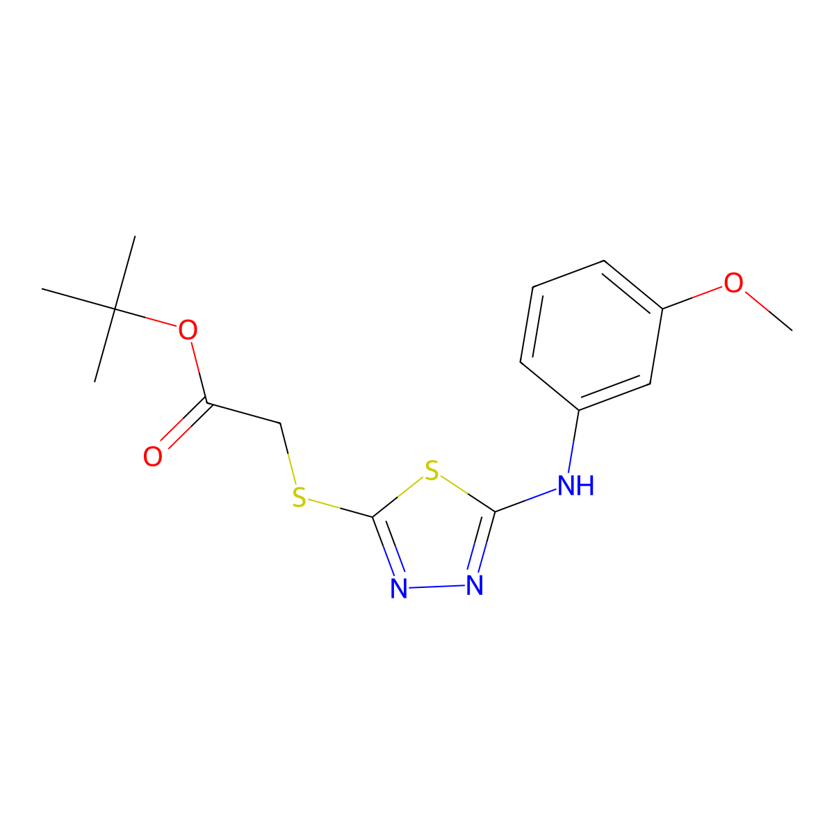 Tert-butyl 2-({5-[(3-methoxyphenyl)amino]-1,3,4-thiadiazol-2-yl}sulfanyl)acetate molecular structure, CAS 1004022-26-7