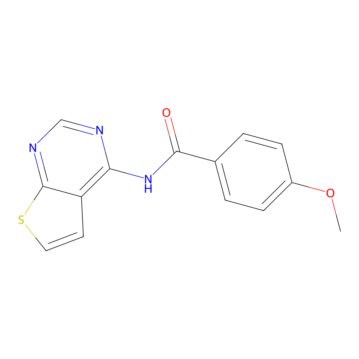 4-methoxy-N-(thieno[2,3-d]pyrimidin-4-yl)benzamide molecular structure, CAS 1004052-50-9