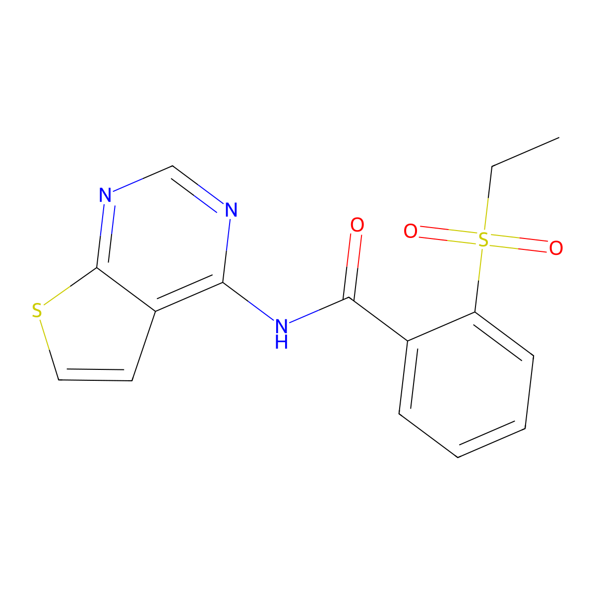 2-(ethylsulfonyl)-N-(thieno[2,3-d]pyrimidin-4-yl)benzamide molecular structure, CAS 1004052-51-0