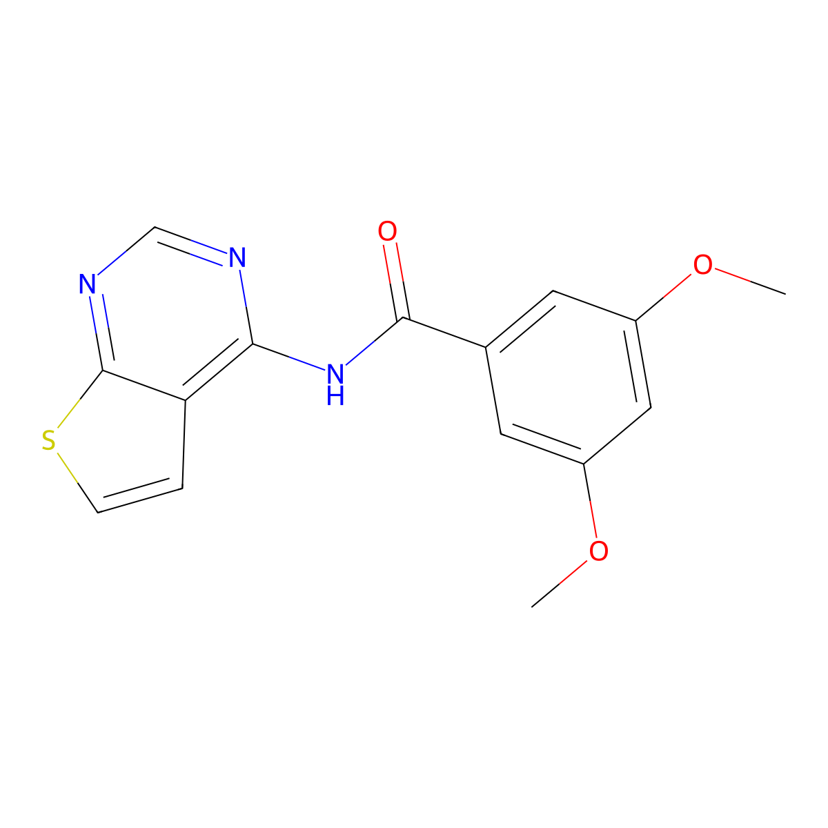 3,5-dimethoxy-N-(thieno[2,3-d]pyrimidin-4-yl)benzamide molecular structure, CAS 1004052-54-3