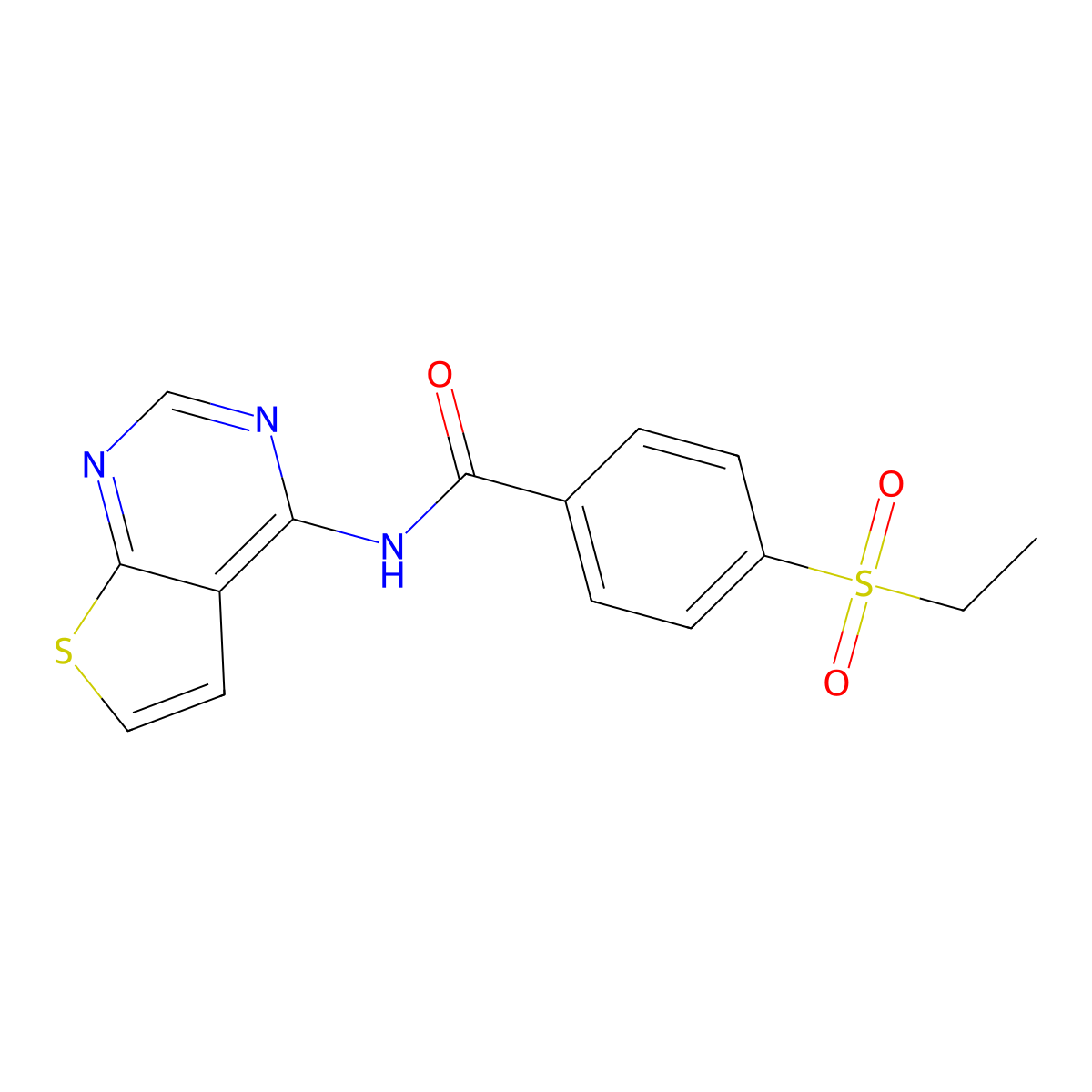 4-(ethylsulfonyl)-N-(thieno[2,3-d]pyrimidin-4-yl)benzamide molecular structure, CAS 1004052-78-1