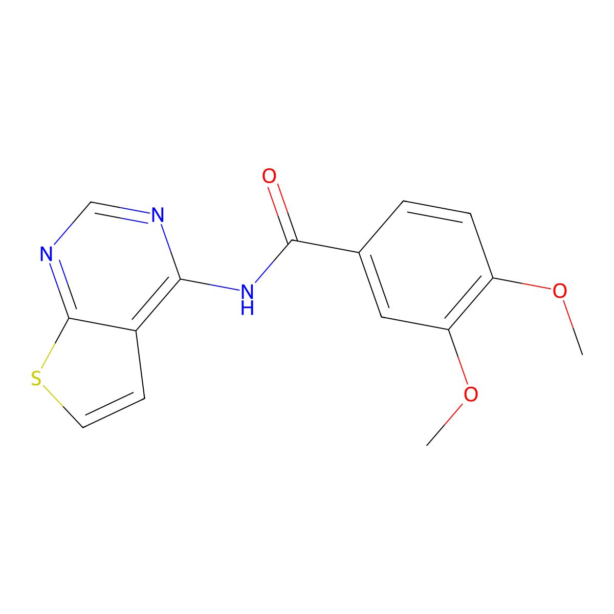 3,4-Dimethoxy-N-{thieno[2,3-D]pyrimidin-4-YL}benzamide molecular structure, CAS 1004052-84-9
