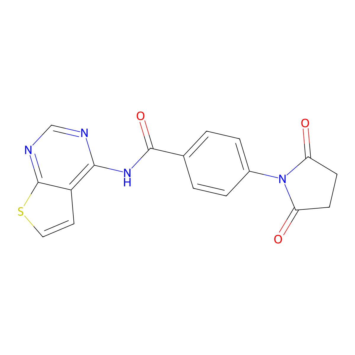 4-(2,5-Dioxopyrrolidin-1-YL)-N-{thieno[2,3-D]pyrimidin-4-YL}benzamide molecular structure, CAS 1004052-97-4