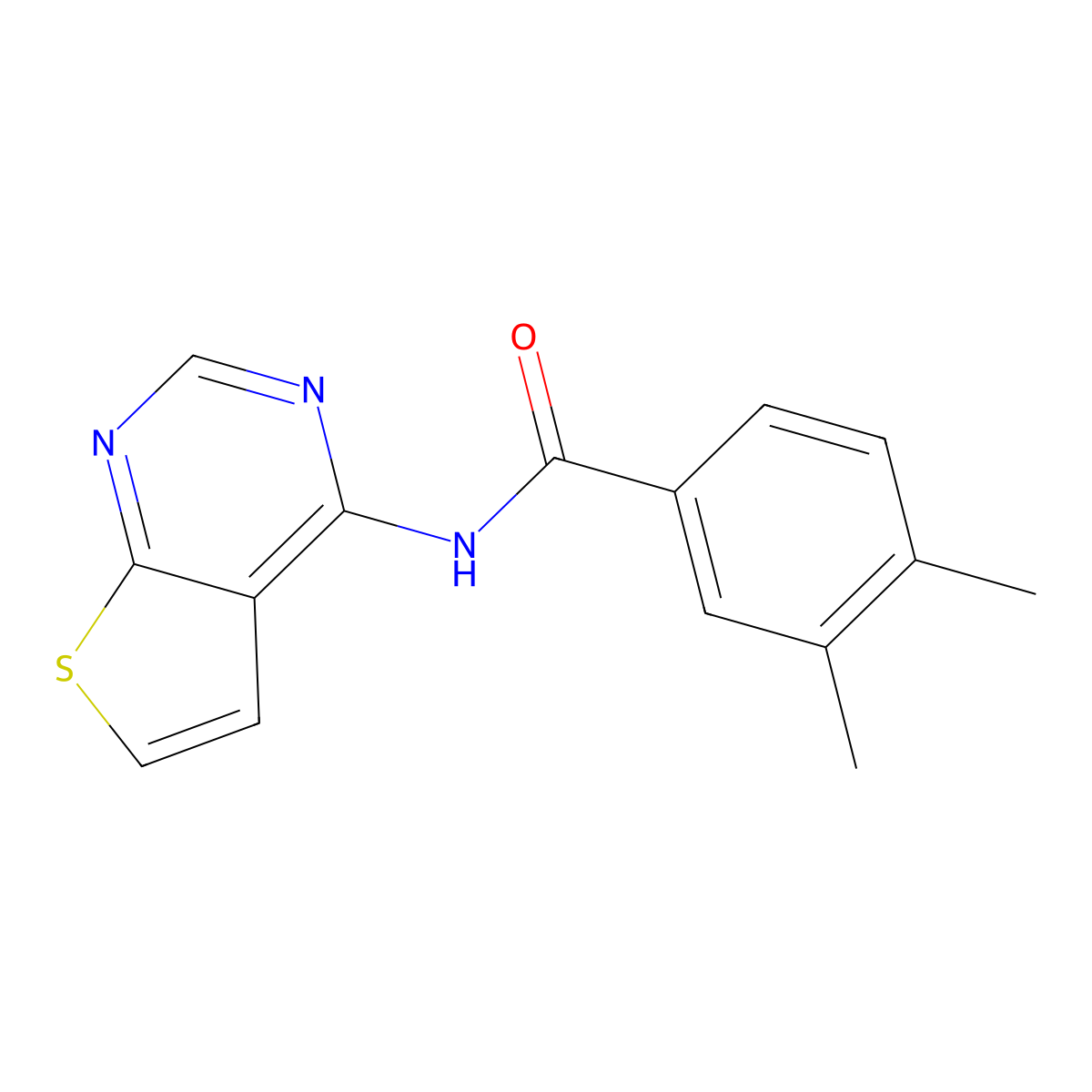 3,4-dimethyl-N-(thieno[2,3-d]pyrimidin-4-yl)benzamide molecular structure, CAS 1004053-03-5