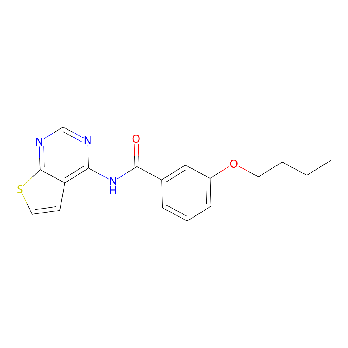 3-Butoxy-N-{thieno[2,3-D]pyrimidin-4-YL}benzamide molecular structure, CAS 1004053-43-3